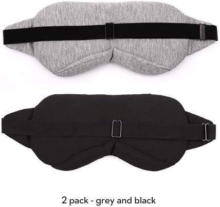 Sleep Mask-Eye Mask for Sleeping, Sleeping Mask Blocking Out Light Perfectly for Women and Men, Soft and Comfortable Blindfold for Travelling, with Pouch (Black+Gray)