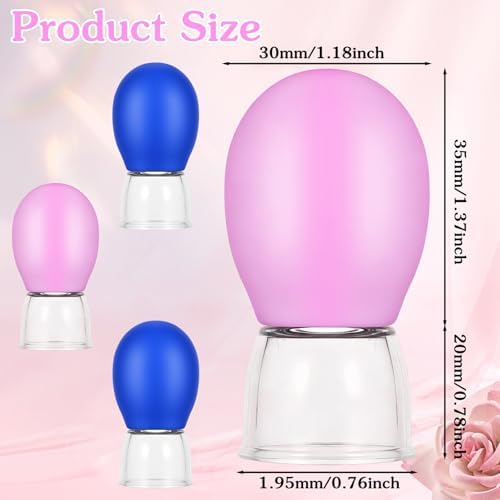 4Pcs Facial Cupping Therapy Set, Silicone Face Cupping Tool Eye Face Vacuum Massage Anti Cellulite Cup Vacuum Suction Cups for Body Fascia Massage