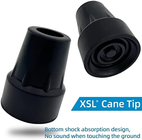 Replacement Cane Tips, 7/8 Inch, Black. (Pack of 2)