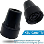Replacement Cane Tips, 7/8 Inch, Black. (Pack of 2)