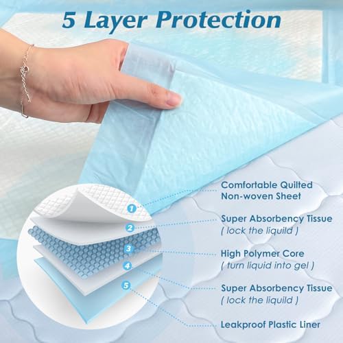Wowflash Super Absorbency Disposable Leakproof Underpads with Quick Drying for Baby, Adults, Puppy, Dog Bed Pee Pads, Extra Large, XXL Incontinence Pads, 30” x 36”, 50 Count