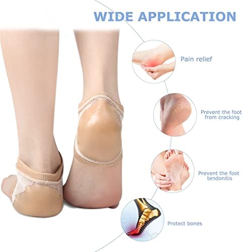 Moisturizing Heel Socks, 2 Pairs Soft Gel Lined Heel Socks for Dry Rough Cracked Feet, Gel Heel Repair Socks Overnight Moisturizing Spa Socks for Softening and Repairing Chapped Feet Skin Care (Skin)