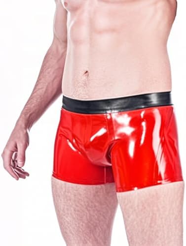 ABWL Fashion Latex Rubber Boxer Shorts for Men,Red Natural Rubber Underwear,Men's Rubber Panties Cosplay Costume Clubwear
