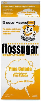 Cotton Candy Floss sugar Mix Flavors | Pack Of 6 | Grape, Green Apple, Maple, Lime Green, Pina Colada and Orange Flavors | 1/2 Gallon Cartons
