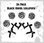 24 Black and White Swirl Lollipops Candy Assortment Individually Wrapped Party Favors for Weddings Birthdays Events