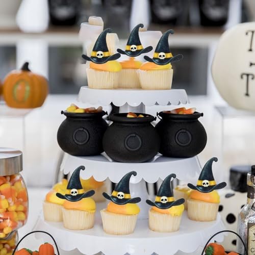40 Pack Edible Halloween Cupcake Toppers Edible Wizard hat Cupcake Topper Witch Hat Cake Decors Halloween Party Cake Supplies Decoration