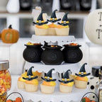 40 Pack Edible Halloween Cupcake Toppers Edible Wizard hat Cupcake Topper Witch Hat Cake Decors Halloween Party Cake Supplies Decoration