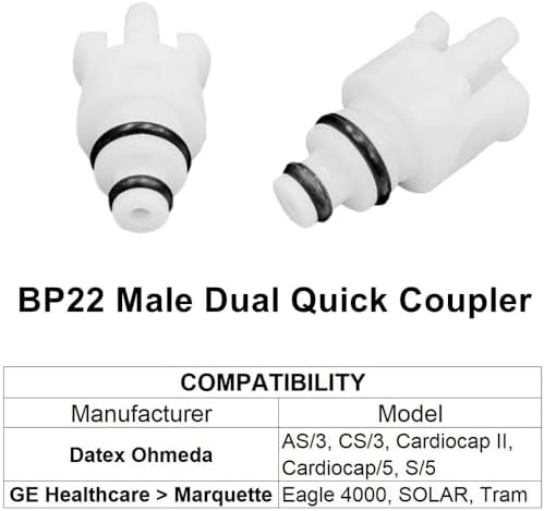 3PCS BP22 NIBP Connectors Compatible with GE/Datex Ohmeda Blood Pressure Monitor, Adapter for Hose