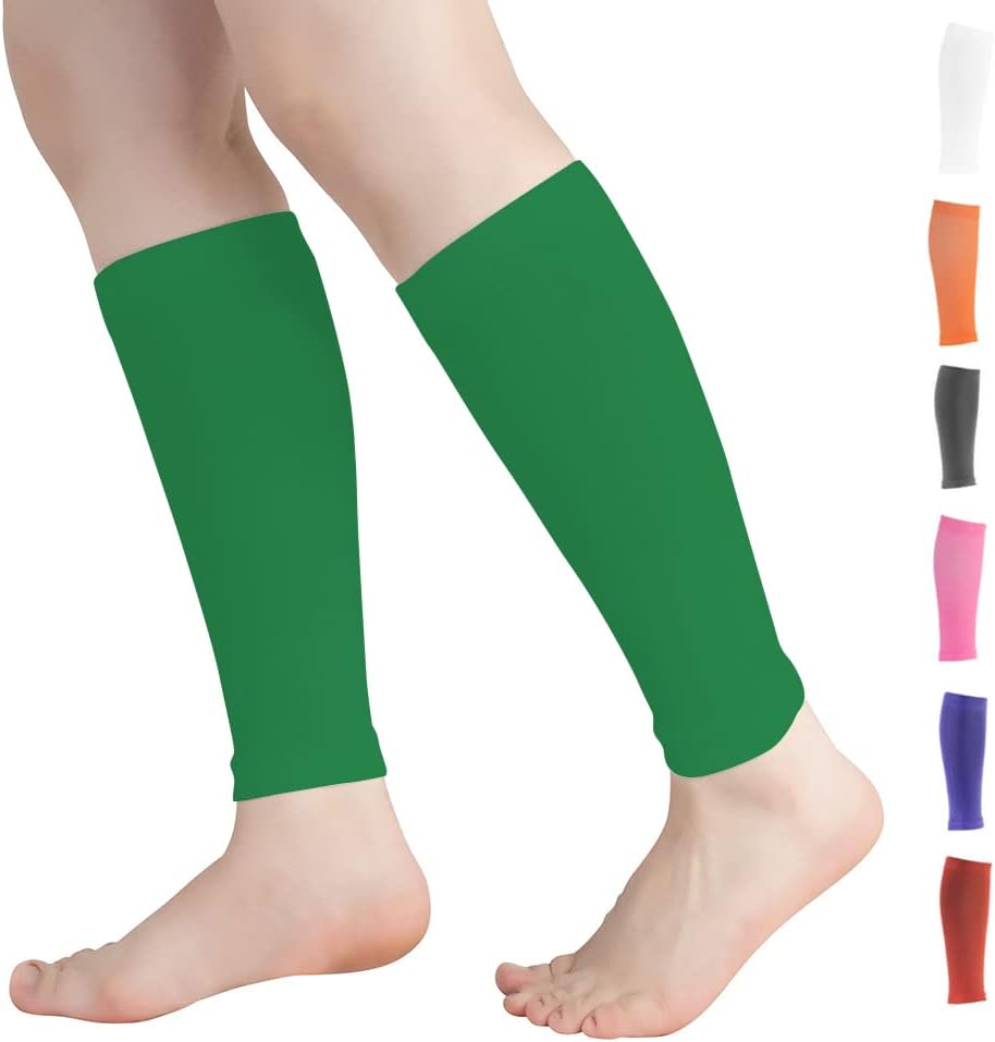 Calf Compression Sleeves for Men & Women (20-30mmhg) - Leg Compression Sleeve for Running, Cycling, Shin Splints Support, Relieve Legs Pain, Travel (One Pair)(Green,Large)