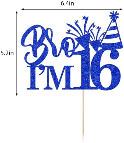Bro I'm 16 Cake Topper，Celebrate Happy 16th Birthday，Boy fun of being 16 begin Decorations Supplies,Pick 16 Fabulous Birthday Cake Decoration (16)