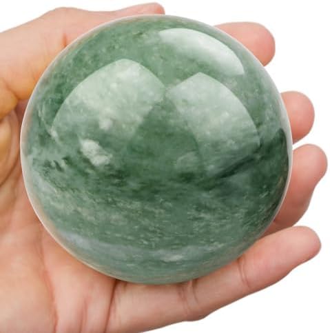 gemshan 2" Natural Jade Crystal Ball Set - Meditation Sphere, Feng Shui Decor, Collection & Home Ornament (2Pcs)