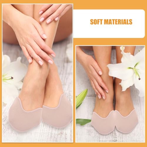 FRCOLOR 2 Pairs Long Soft Gel Toe Pads Ballet Pointe Shoes Toe Caps High Heels Forefoot Wrap for Women Dance Shoe Cushions