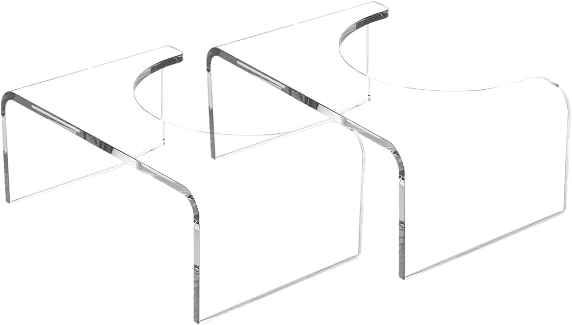 Acrylic Toilet Stool Squat Set of 2, Squatting Toilet Stool for Adults Kids,Modern Design Pooping Stool, Easily Blend into Any Bathroom (Clear-2PCS)