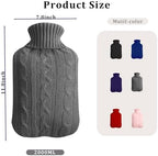 Hot Water Bottle with Knitted Cover,2L Hot Water Bag,Hand Warmer Bag,Hot and Cold Therapies for Sore Muscles,Menstrual Cramps,Neck and Shoulder Pain Relief,Great for Women,Childs (Gray)