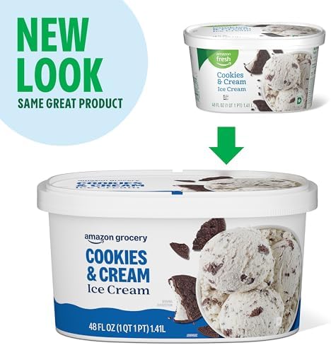 Amazon Grocery, Cookies & Cream Ice Cream, 48 Fl Oz