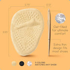 Walkize Metatarsal Pads Women | Heel Inserts for Women | Ball of Foot Cushions (2 Pairs Foot Pads) All Day Pain Relief and Comfort One Size Fits Shoe Inserts (Beige)