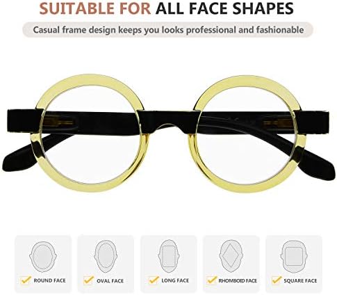 Eyekepper Round Reading Glasses for Women Retro Readers - Yellow +2.00