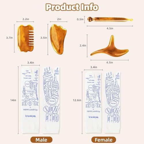 Reflexology Socks with 4 Acupressure Massage Tools,2 Pairs Chiro Acupressure Trigger Point Foot Pain Relief Remedy,High Elastic Relieve Tired Feet Reflexology Socks for Man and Women with Storage Bag