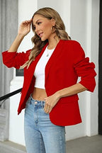 Womens Casual Blazers Long Sleeve Lapel Button Slim Work Office Blazer Jacket