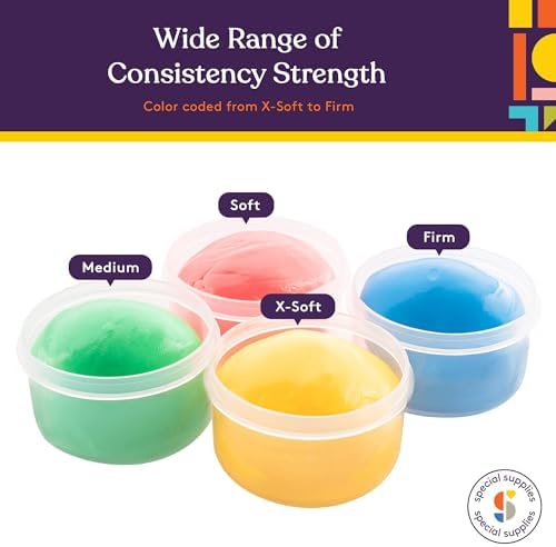 Special Supplies Therapy Putty for Teens and Adults - Resistive Hand Exercise Stress Relief Therapy Putty Kit, Set of 4 Strengths, Three Ounces of Each Putty (Primary Colors)