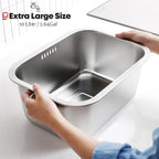 Portable Stainless Steel Washing-Up Bowl 10L (2.64 Gal), Large Multipurpose Dishpan for Kitchen Sink, Camping & Outdoor Dish Tub (Washing-Up Bowl)