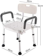 Shower Chair for Elderly with Arms and Back, Bath Seats Heavy Duty, Adjustable Height Benches, for Seniors and Adults, Tool Free Assembly Non Slip Shower Stool,White C3