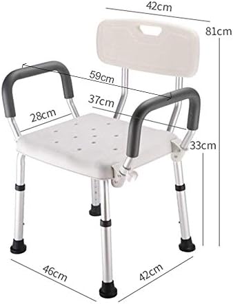 Shower Chair for Elderly with Arms and Back, Bath Seats Heavy Duty, Adjustable Height Benches, for Seniors and Adults, Tool Free Assembly Non Slip Shower Stool,White C3