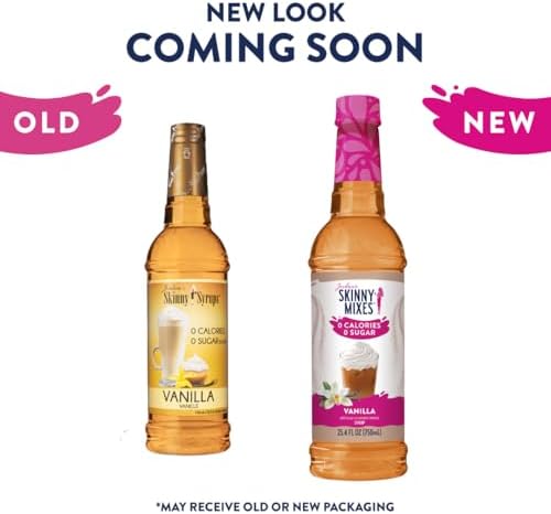 Jordan's Skinny Mixes Sugar Free Coffee Syrup, Vanilla Coffee Flavoring Syrup, Zero Calorie Drink Mix, Lattes, Baking, Protein Shake or Cocktail, Dairy & Gluten Free, Kosher, 25.4 Fl Oz