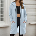 Long Hoodies for Women Zip Up Jacket Oversized Y2K Hoodie Long Sleeve Sweatshirt Fall Jacket Winter Coats with Pockets