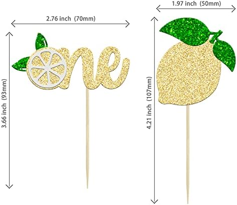 24Pcs Lemon One Cupcake Toppers Glitter Fruit Lemonade First Birthday Cupcake Picks for Lemon Theme Baby Shower 1st Birthday Party Cake Decorations Supplies