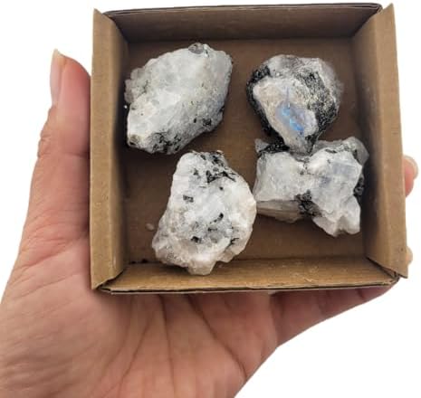 3-5Pcs Moonstone Natural Raw Crystals 1''-2'' Rough Stones Rocks for Tumbling Polishing Cabbing Gemstones Crystals and Healing Stones for Wicca Reiki,Fountian Rocks for Decorations (Moonstone)