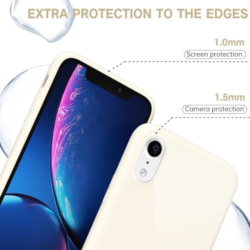 Svanove for iPhone XR Case Silicone, Glossy Soft Rubber Gel Jelly Cute Protective Plastic Simple Plain Phone Case Cover for Women Girl, Slim Thin Flexible Shockproof TPU, Beige Stone