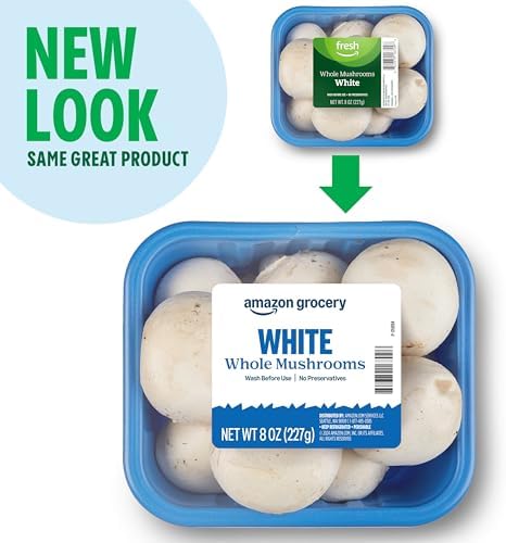 Amazon Grocery, Whole White Mushrooms, 8 Oz