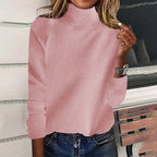 Women Fall Sweaters Long Sleeve Turtleneck Cotton Pullover Loose Fit Tops Casual Solid Jumper Fashion Comfy Clothes