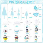 Knana 18Pcs Penguin Cake Toppers Penguin Birthday Cake Decorations with Seal Tree Snow Cake Topper for Winter Penguin Party