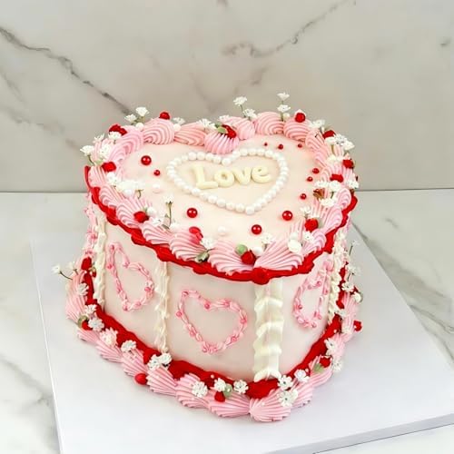 Red Pearl Sugar Sprinkles for Cake Decorating, 150g/5.29oz Mix Size, Edible Candy Pearls Cupcake Toppers, Baking Edible Cake Decorations for Anniversary Wedding Party Birthday