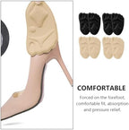 Yardwe 4 Pairs Breathable High Heels Forefoot Pads, Sweat-Absorbent 4d Sponge Front Palm Cushions, Non-Slip Half-Size Insoles for Relief in Women’s Shoes