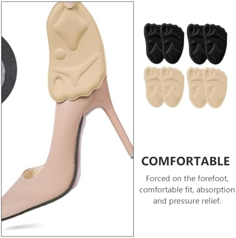 Yardwe 4 Pairs Breathable High Heels Forefoot Pads, Sweat-Absorbent 4d Sponge Front Palm Cushions, Non-Slip Half-Size Insoles for Relief in Women’s Shoes