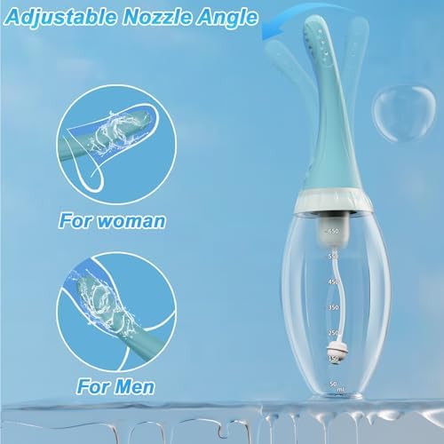 Anal Douche Swing Cleaning Enema Bulb, Anti Backflow Enemas for Men Women Colon Cleanse with Adjustable Nozzles, Remote Control Reusable Cleaner 7 Swing Modes and 7 Spray Holes, 21.98 oz with Lube