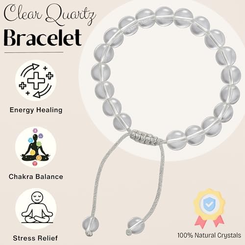 Amazing Gemstone Crystal Bracelet for Women Men's Gifts - Protection Healing Crystal Bracelet - 8mm Gemstone Beaded Adjustable Bracelet Pulseras Para Hombres Mujer Stocking Stuffers