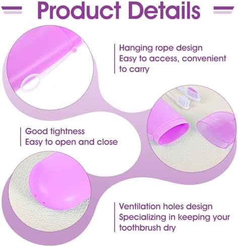 2 Packs Toothbrush Case for Traveling, Travel Toothbrush Holder, Portable Toothbrushes Holders Travel with Ventilation Hole, Camping, Business Trip, Home, Blue and Purple
