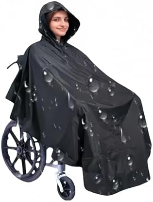 Waterproof Wheelchair Poncho, Windproof Rain cover adults Mobility Scooter Poncho Cape