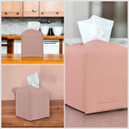 Premium PU Leather Tissue Box Holder - Elegant Hotel-Style Tissue Box Cover for Home, Office & Car Décor, Tissues Cube Organizer for a Natural & Classic Look(Pink)