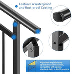 Upgrade Handrails for Outdoor Steps, Adjustable 4 Step Stair Railing Kit, Easy DIY Installation Kit Included, Black Wrought Iron Hand Rails for Outdoor Steps, 2 in 1 Stair&Horizontal Railing