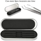 Tweezers Storage Case, Eyelash Extension Tweezers Box, Eyelash Extension Makeup Tool Organizer Case for Eyelashes Tweezers Scissors Lash Brush Eyeliner(Silver)