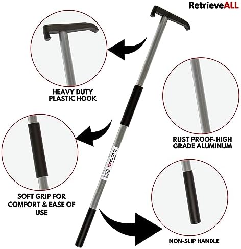 36-Inch Heavy Duty Retrieval Pole | No Rust Cargo Tool | Multi-Use Cargo Retriever | No Rust Reaching Aid, Durable Lightweight Versatile Grabber