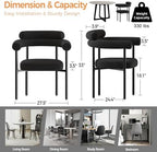 STHOUYN Modern Black Dining Chairs Set of 2 for Kitchen & Dining Room, Boucle Dining Chair with Arms, Barrel Dinner Chairs with Metal Legs & Curved Backres (2PCS, Black)