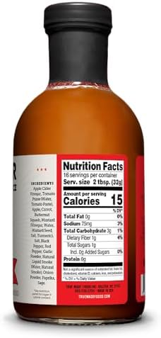 True Made Foods Carolina Red Barbecue Sauce, Spicy and Tangy, No Sugar Added, Keto, Whole30, Paleo (18oz, 1 Pack)