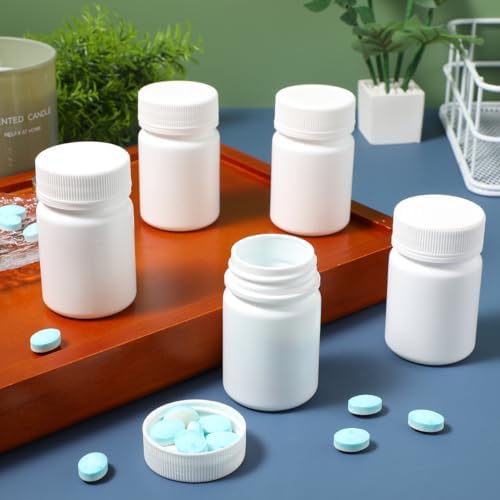 Healeved 20pcs Portable Pill Container 50ml Bottles for Medication Travel-friendly Capsule Storage Moistproof Design for Organizing Pills and