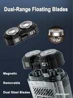 Mini Shaver, Portable Travel Shaver, Mini Rotary Shavers for Men, Dual Blades IPX7 Waterproof Cordless USB Rechargeable Electric Razor Trimmer
